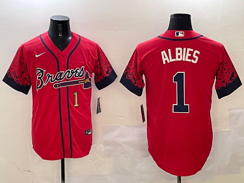 Men Atlanta Braves #1 Albies Red Fashion Game 2025 Nike MLB Jersey style 3->atlanta braves->MLB Jersey